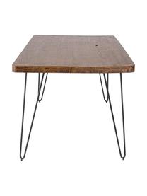 Mesa de comedor Edgar, tablero de madera maciza, Tablero: madera de acacia, Patas: metal, Madera de acacia, negro, An 175 x F 90 cm