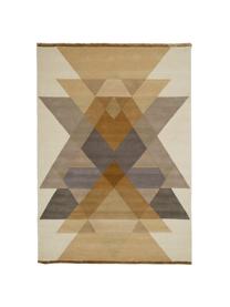 Handgetufteter Designteppich Freya aus Wolle, Flor: 95% Wolle, 5% Viskose, Senfgelb, Beige, Grau, Braun, B 200 x L 300 cm (Grösse L)