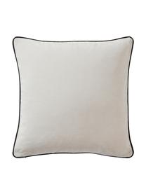 Housse de coussin 50x50 avec bordure passepoilée Oliver, 100 % polyester, Blanc cassé, noir, larg. 50 x long. 50 cm