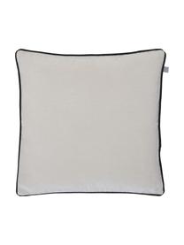 Housse de coussin 50x50 avec bordure passepoilée Oliver, 100 % polyester, Blanc cassé, noir, larg. 50 x long. 50 cm