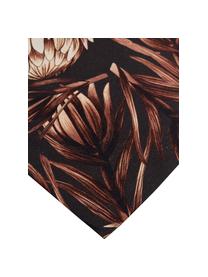 Runner in misto cotone con motivo floreale Protea, 85% cotone, 15% lino, Antracite, tonalità marroni, Larg. 40 x Lung. 145 cm