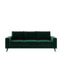 Sofa Fynn (3-osobowa), Tapicerka: 100% poliester z uczuciem, Stelaż: drewno liściaste, drewno , Nogi: drewno lakierowane Dzięki, Ciemny zielony, S 233 x G 86 cm