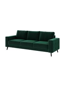 Divano 3 posti in tessuto verde scuro Fynn, Rivestimento: 100% poliestere con sensa, Struttura: legno duro, legno tenero,, Piedini: legno verniciato Il rives, Verde scuro, Larg. 233 x Prof. 86 cm