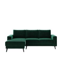 Divano 3 posti in tessuto verde scuro Fynn, Rivestimento: 100% poliestere con sensa, Struttura: legno duro, legno tenero,, Piedini: legno verniciato Il rives, Verde scuro, Larg. 233 x Prof. 86 cm