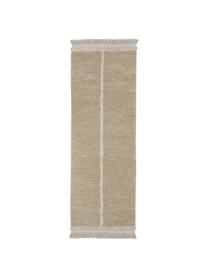 Handgefertigter Wendeläufer Duetto in Creme/Beige mit Muster, waschbar, Flor: 97% Baumwolle, 3% andere , Beige, 80 x 230 cm