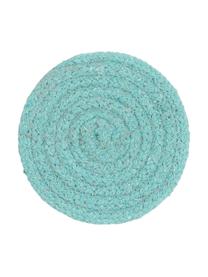 Runde Untersetzer Vera aus Baumwolle, 4 Stück, 100% Baumwolle, Türkis, Ø 10 cm