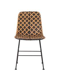 Krzesło z rattanu Kitty, Nogi: metal powlekany, Czarny, beżowy, S 55 x G 44 cm