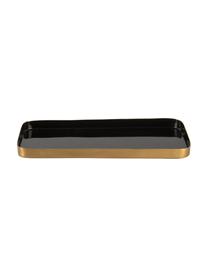 Decoratief dienblad Festive met glanzende oppervlak in zwart, Gecoat metaal, Zwart, goudkleurig, L 25 x B 13 cm