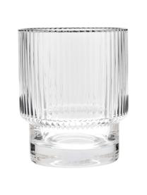 Vasos artesanales con relieve Minna, 4 uds., Vidrio soplado, Transparente, plata, Ø 8 x Al 10 cm, 300 ml