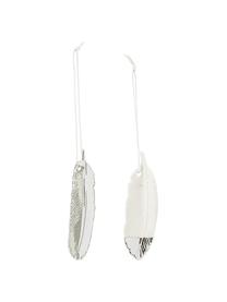 Set de colgantes decorativos Feathers, 2 uds., Gres, Plateado, blanco, An 3 x Al 10 cm