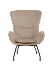 Fluwelen fauteuil Wing met metalen poten, Bekleding: fluweel (polyester), Frame: gegalvaniseerd metaal, Fluweel beige, B 75 x H 85 cm