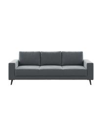 Sofa z aksamitu Fynn (3-osobowa), Tapicerka: 100% aksamit poliestrowy , Nogi: drewno lakierowane, Aksamitny stalowy szary, S 233 x G 86 cm