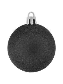 Breukvaste kerstballenset Victoria, 60 delig, Polystyreen, Zwart, zilverkleurig, Ø 7 cm