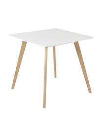 Tavolo da pranzo Flamy, 80x80 cm, Gambe: legno di quercia oliato, Bianco, Larg. 80 x Prof. 80 cm