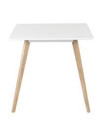 Mesa de comedor pequeña Flamy, Tablero: fibras de densidad media , Patas: madera de roble aceitada, Blanco, roble, An 80 x F 80 cm