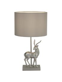 Lampada da tavolo in argento Stag, Paralume: tessuto, Base della lampada: poliresina, Grigio, argentato, Ø 24 x Alt. 43 cm