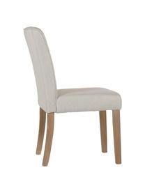 Silla tapizada en lino Capitone, Tapizado: lino, 230 g/m², Patas: madera de caucho, Crema, An 47 x F 52 cm