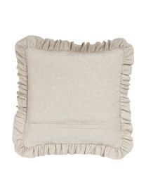 Federa arredo beige con volant Camille, 60% poliestere, 25% cotone, 15% lino, Beige, Larg. 45 x Lung. 45 cm