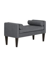 Panca con cuscino Mia, Rivestimento: 92% poliestere, 8% nylon, Gambe: legno di betulla vernicia, Rivestimento: grigio scuro Gambe: nero, Larg. 115 x Alt. 61 cm