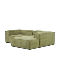 Modulares Ecksofa Lennon aus Cord, Bezug: Cord (92 % Polyester, 8 %, Gestell: Massives Kiefernholz FSC-, Cord Dunkelgrün, B 238 x T 180 cm, Eckteil rechts