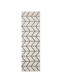 Tapis de couloir moelleux à poils longs Cera, Blanc crème, gris foncé, larg. 80 x long. 250 cm