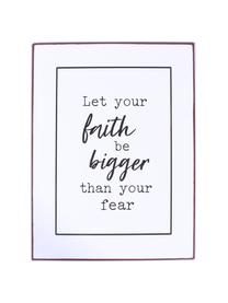 Wandbord Let your faith be bigger…, Gecoat metaal, Wit, zwart, 27 x 35 cm