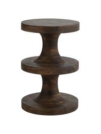 Kulatý odkládací stolek z mangového dřeva Retina, Mangové dřevo, kov, Tmavě hnědá, Ø 30 cm, V 45 cm
