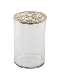 Vaso per fiori con coperchio in ottone Kassandra, Vaso: vetro, Coperchio: acciaio inossidabile otto, Vaso: trasparente Coperchio: ottone, Ø 10 x Alt. 16 cm