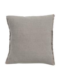 Coussin 50x50 pur lin Sunshine Fringe, Taupe