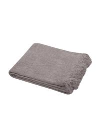 Weiches Chenille-Plaid Chila mit Fransen, 100% Polyester, Taupe, 125 x 150 cm