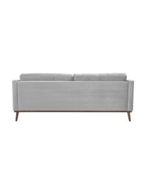 Samt-Sofa Alva (3-Sitzer) in Grau mit Buchenholz-Füssen, Bezug: Samt (Hochwertiger Polyes, Gestell: Massives Kiefernholz, Samt Grau, B 215 x T 92 cm