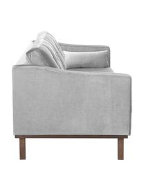 Samt-Sofa Alva (3-Sitzer) in Grau mit Buchenholz-Füssen, Bezug: Samt (Hochwertiger Polyes, Gestell: Massives Kiefernholz, Samt Grau, B 215 x T 92 cm