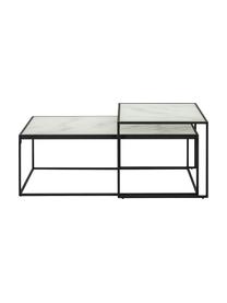 Tables basses avec plateau marbré Bolton, 2 élém., Blanc, noir, Lot de différentes tailles