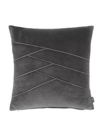 Poduszka z aksamitu z wypełnieniem Pintuck, Tapicerka: 55% rayon, 45% bawełna, Szary, S 45 x D 45 cm