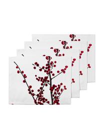 Placemats rood Berries, 4 stuks, Polyester, Wit, rood, zwart, 35 x 45 cm