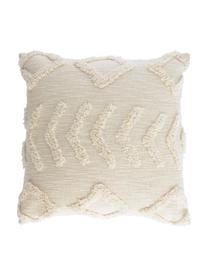 Housse de coussin 45x45 bohème Xayoxhira, 100 % coton, Beige, 45 x 45 cm