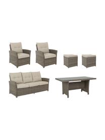 Set lounge de exterior Aden, 6 uds., Estructura: acero con pintura en polv, Marrón, beige, Set de diferentes tamaños