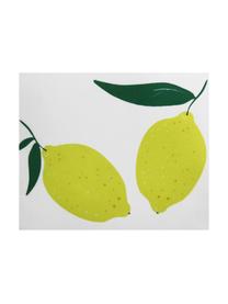 Dubbelzijdige kussenhoes Lemon, Polyester, Wit, geel, groen, 45 x 45 cm