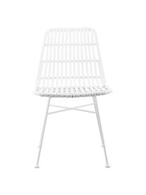 Polyrotan stoelen Costa, 2 stuks, Zitvlak: polyethyleen vlechtwerk, Frame: gepoedercoat metaal, Wit, wit, B 47 x D 61 cm