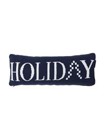 Kussen Knitted Holiday, Donkerblauw, wit, 25 x 70 cm