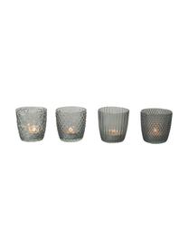 Komplet świeczników na tealighty ze szkła Marilu, 4 elem., Szkło, Szary, Ø 8 x W 8 cm