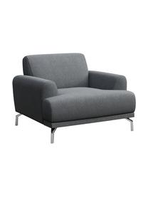 Sillón Puzo, Tapizado: 100% poliéster, Patas: metal, Gris jaspeado, An 95 x F 84 cm