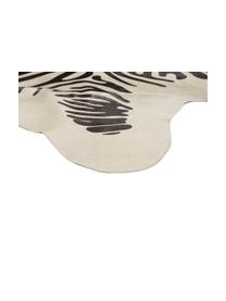 Kuhfell-Teppich Zebra, Kuhfell, bedruckt, Weiß, Schwarz, 180 x 220 cm