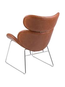 Moderne loungefauteuil Cazar van kunstleer, Bekleding: kunstleer (polyurethaan), Frame: verchroomd metaal, Cognackleurig, chroomkleurig, B 69 x D 79 cm