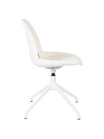 Krzesło biurowe bouclé Albert, Tapicerka: 100% poliester, Stelaż: aluminium powlekane, Kremowobiały bouclé, S 45 x G 52 cm