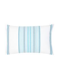 Housse de coussin à rayures tons bleu Lin, Blanc crème, bleu