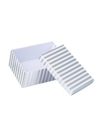 Geschenkboxen-Set Stripes, 4-tlg., Karton, Weiss, Silberfarben, Set mit verschiedenen Grössen