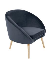 Fluwelen fauteuil Safir, Bekleding: polyester fluweel, Frame: rubberhout, Poten: gebeitst walnoothout, Bekleding: polyurethaanschuim, Fluweel donkergrijs, B 75 x D 66 cm