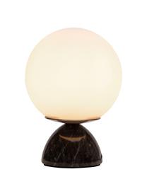 Kleine Tischlampe Shining Pearl mit Marmorfuß, Lampenschirm: Opalglas, Lampenfuß: Marmor, Schwarz, Weiß, Ø 15 x H 21 cm