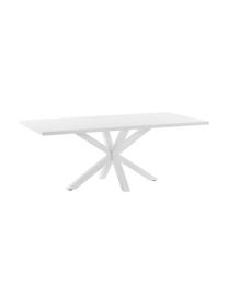 Table blanche en bois et métal New-Arya, 160 x 100 cm, Blanc, larg. 160 x prof. 100 cm